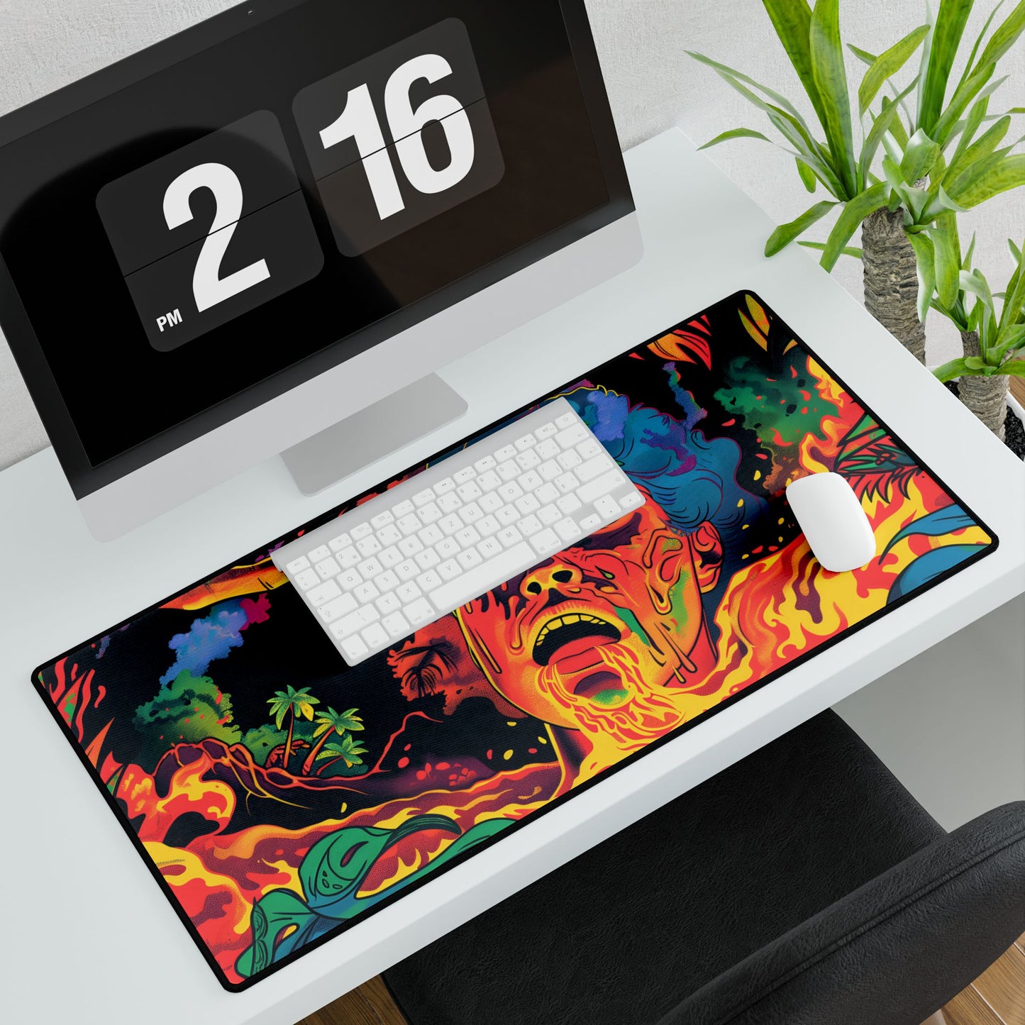 Whimsical Reading Moment: Cartoonish Illustration - Desk Mat
