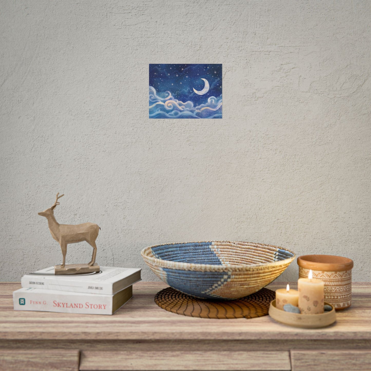 Whimsical Night Sky Dreams: Magical Illustration - Poster