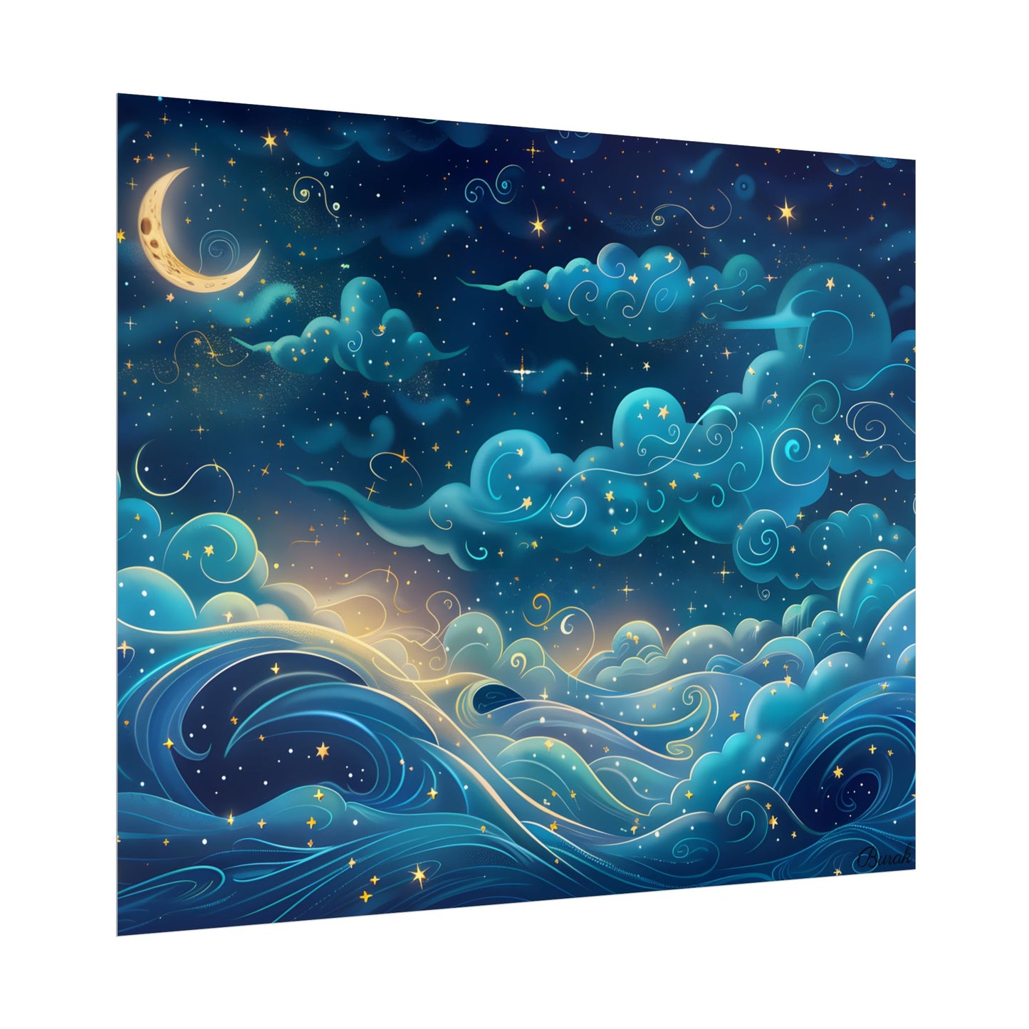 Twinkling Stellar Night Sky: Whimsical Dreamy Artwork - Poster