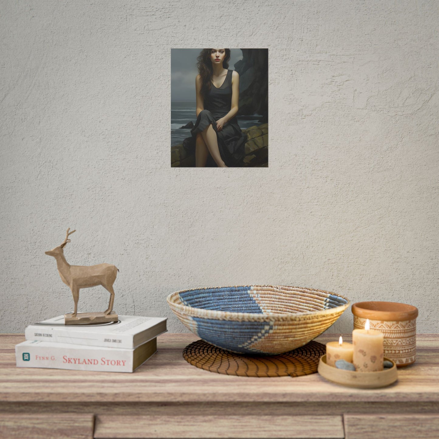 Serene Face with Glasses: Neutral Expression Art - Poster