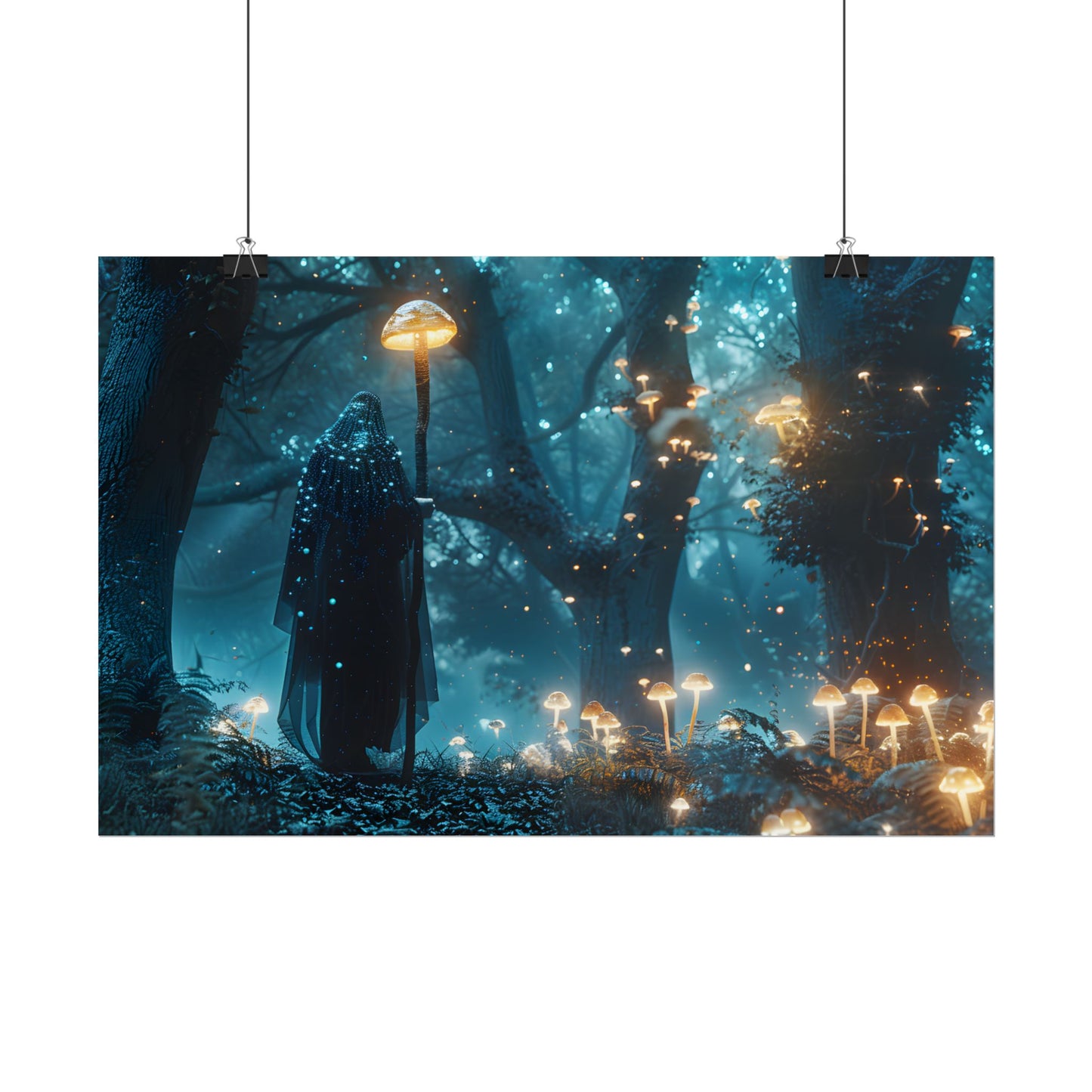 Whispers of Ancient Magic in a Moonlit Mystical Forest - Poster