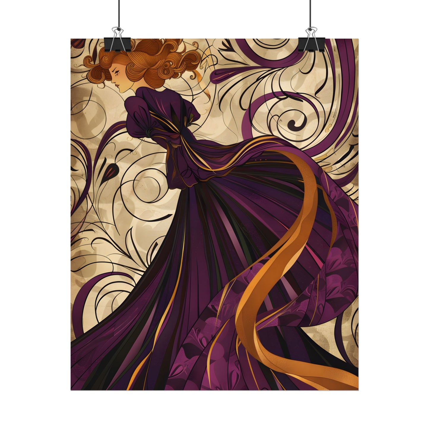 Art Nouveau Masterpiece: Elegant Geometric Design - Poster