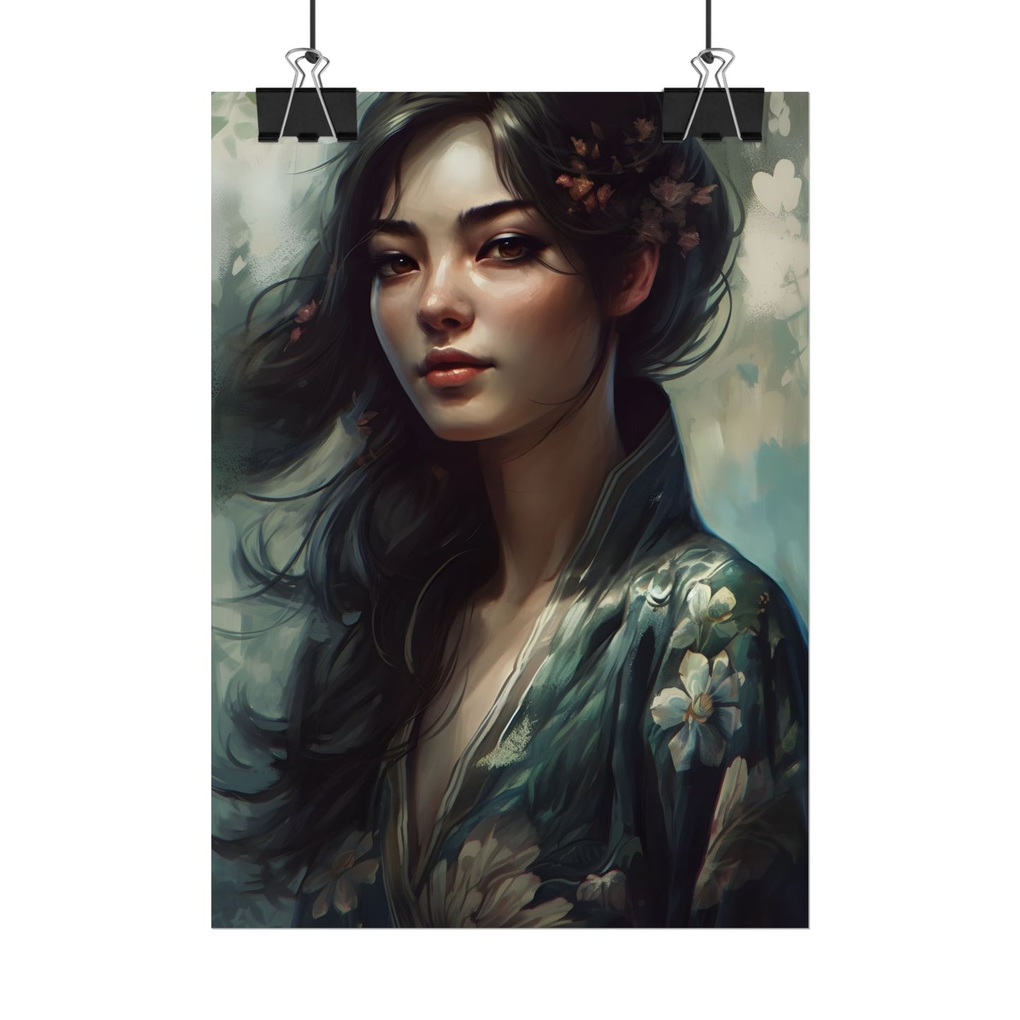 Astonishing Realistic Brown Hair Female Portrait: Studio Artwork - Poster