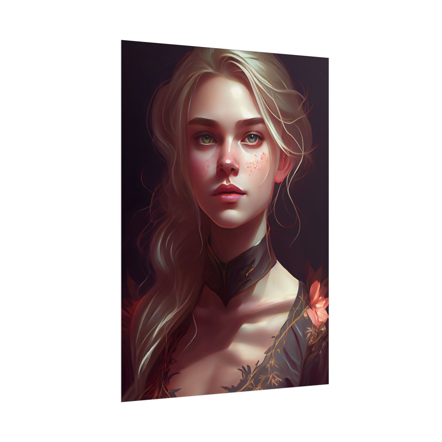 Astonishing Blonde Portrait: Artistic Beauty in Darkness - Poster