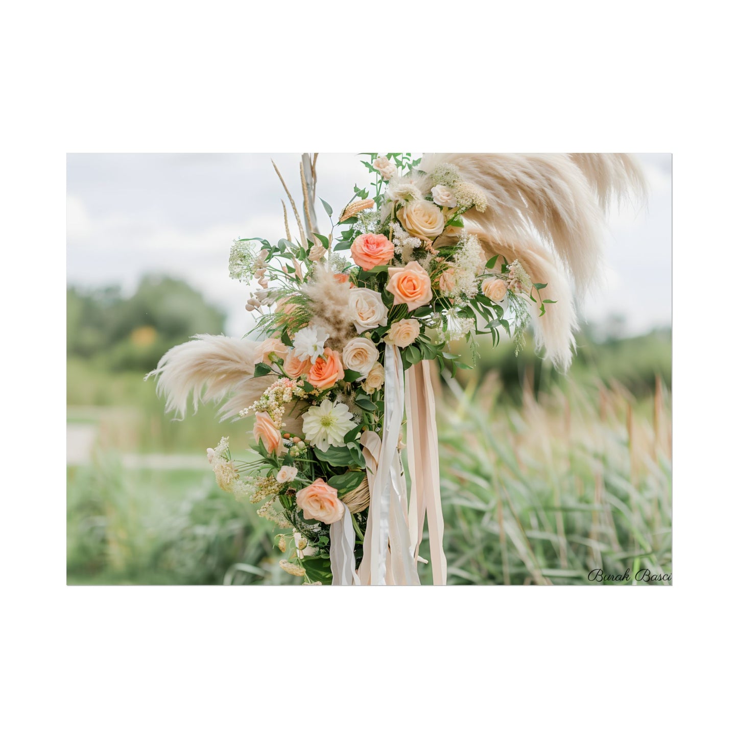 Whimsical Floral Wonders: Vibrant Pampas Garden Art - Poster