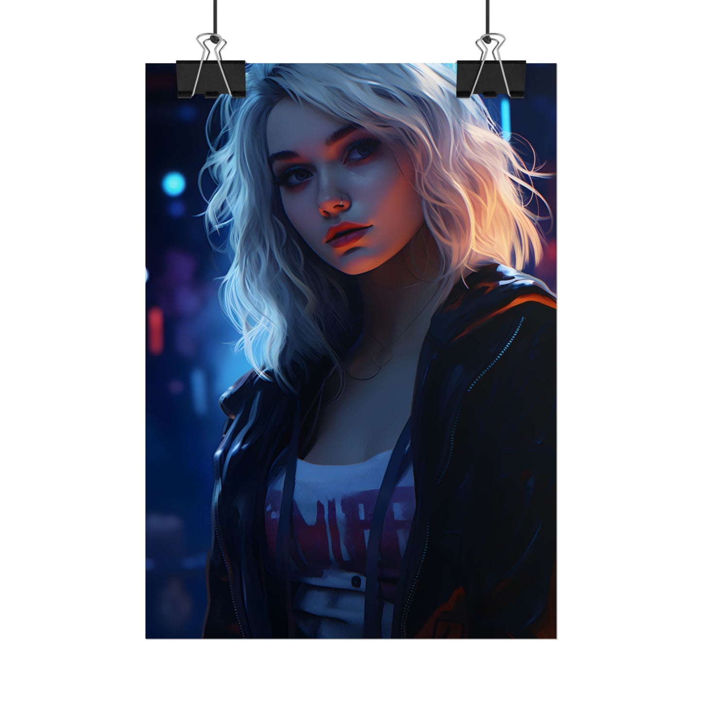 Blonde Portrait: A Teen's Cyberpunk Moment - Poster