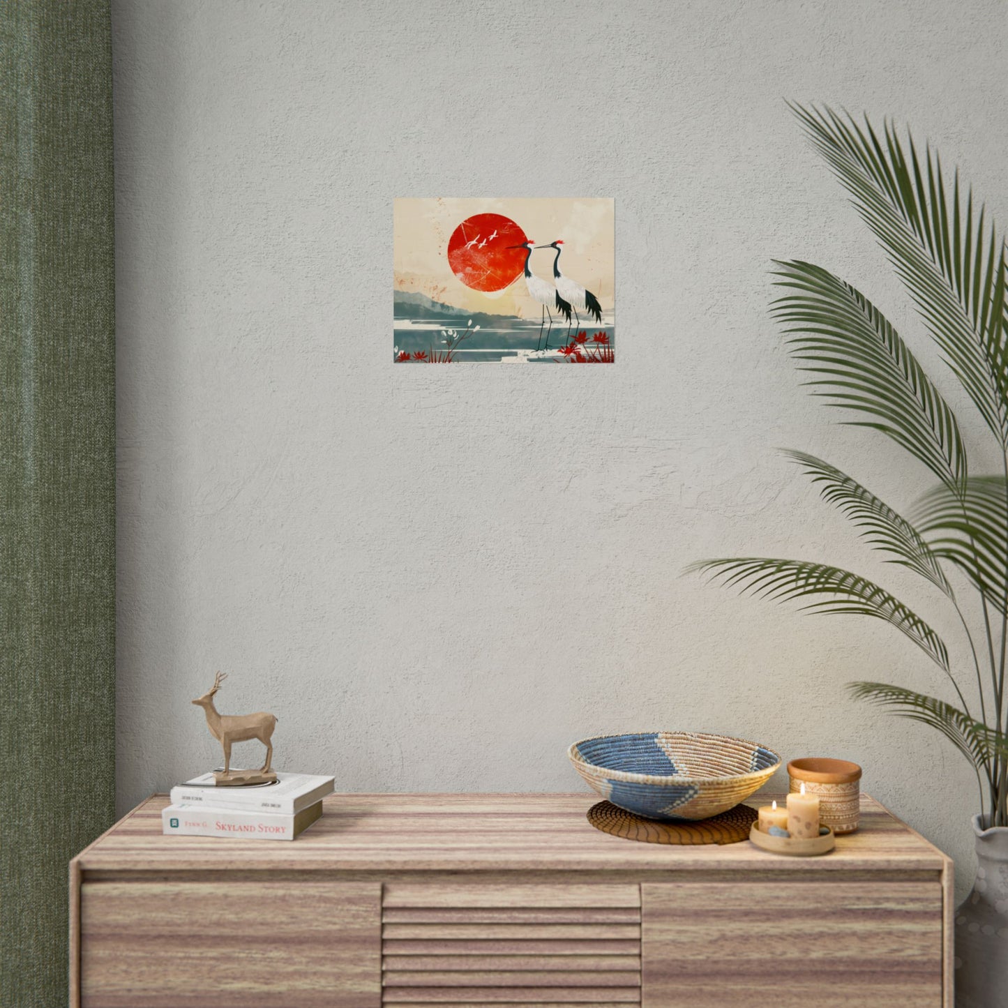 Serene Crane Landscape: Two Industrial Cranes in Nature - Poster