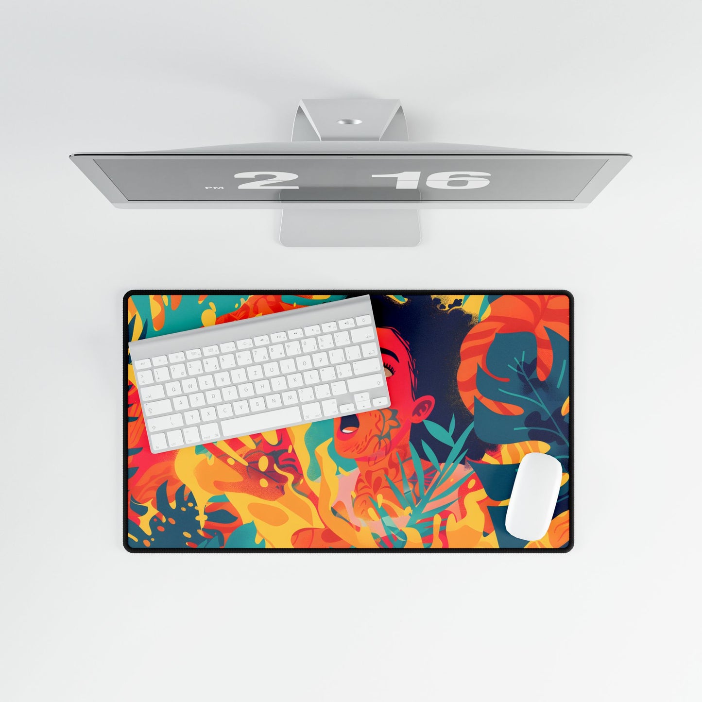 Whimsical Plant Illustration: Digital Cartoon Art - Desk Mat