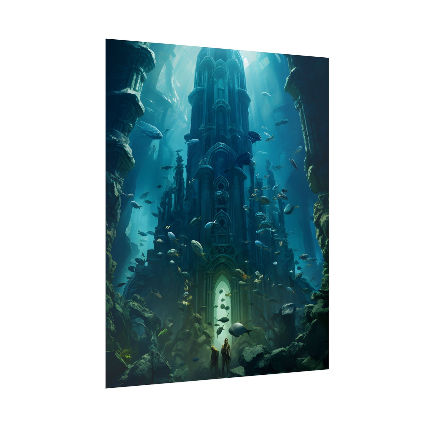Sunken Ancient City: Underwater Ruins Digital Art - Poster