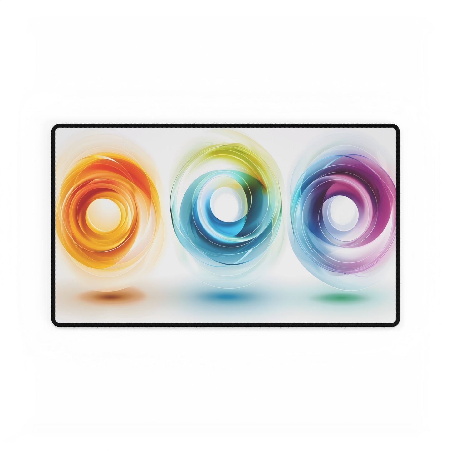 Vibrant Circles: A Dynamic Artwork of Swirling Colors - Desk Mat