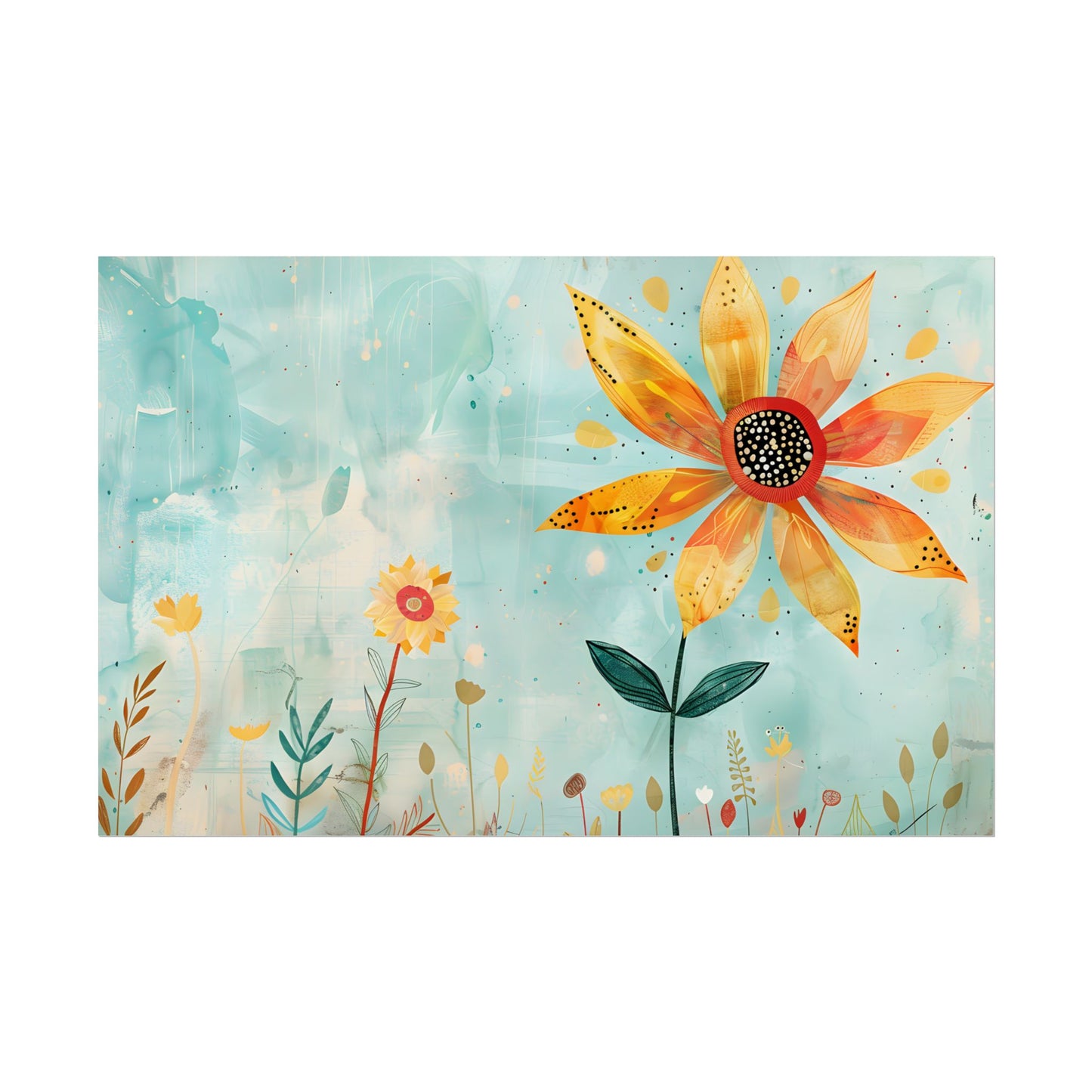 Blooming Growth: Whimsical Flower with Mindset Message Art - Poster