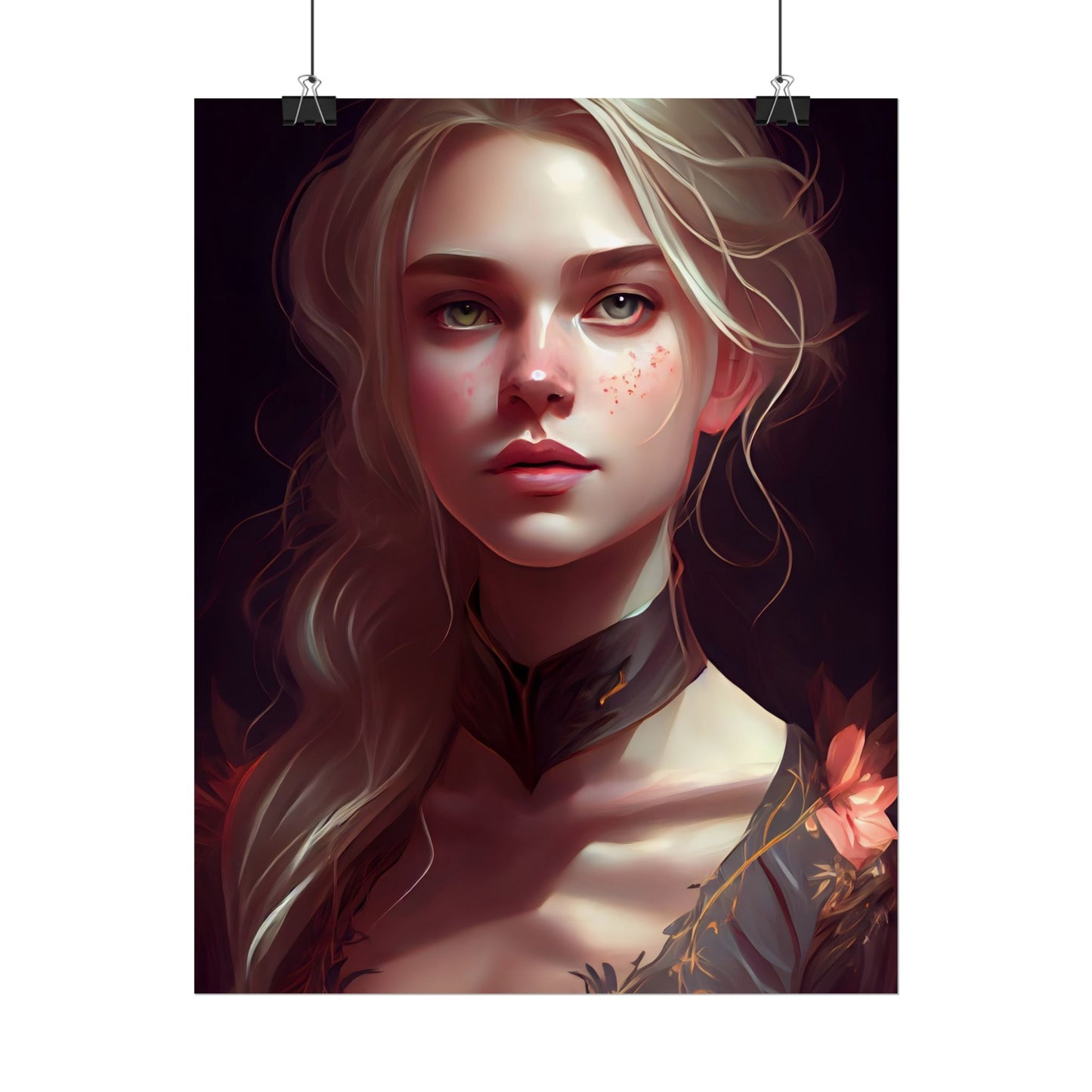 Astonishing Blonde Portrait: Artistic Beauty in Darkness - Poster