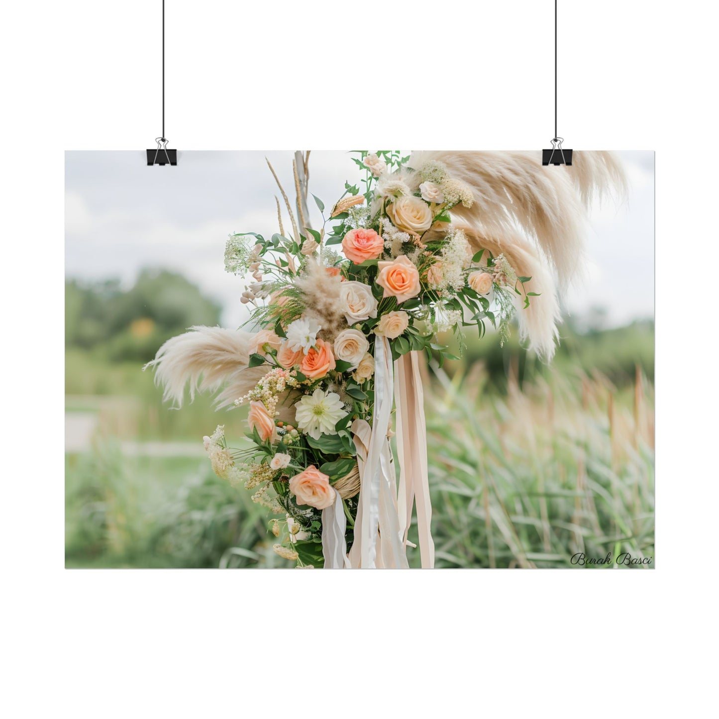 Whimsical Floral Wonders: Vibrant Pampas Garden Art - Poster