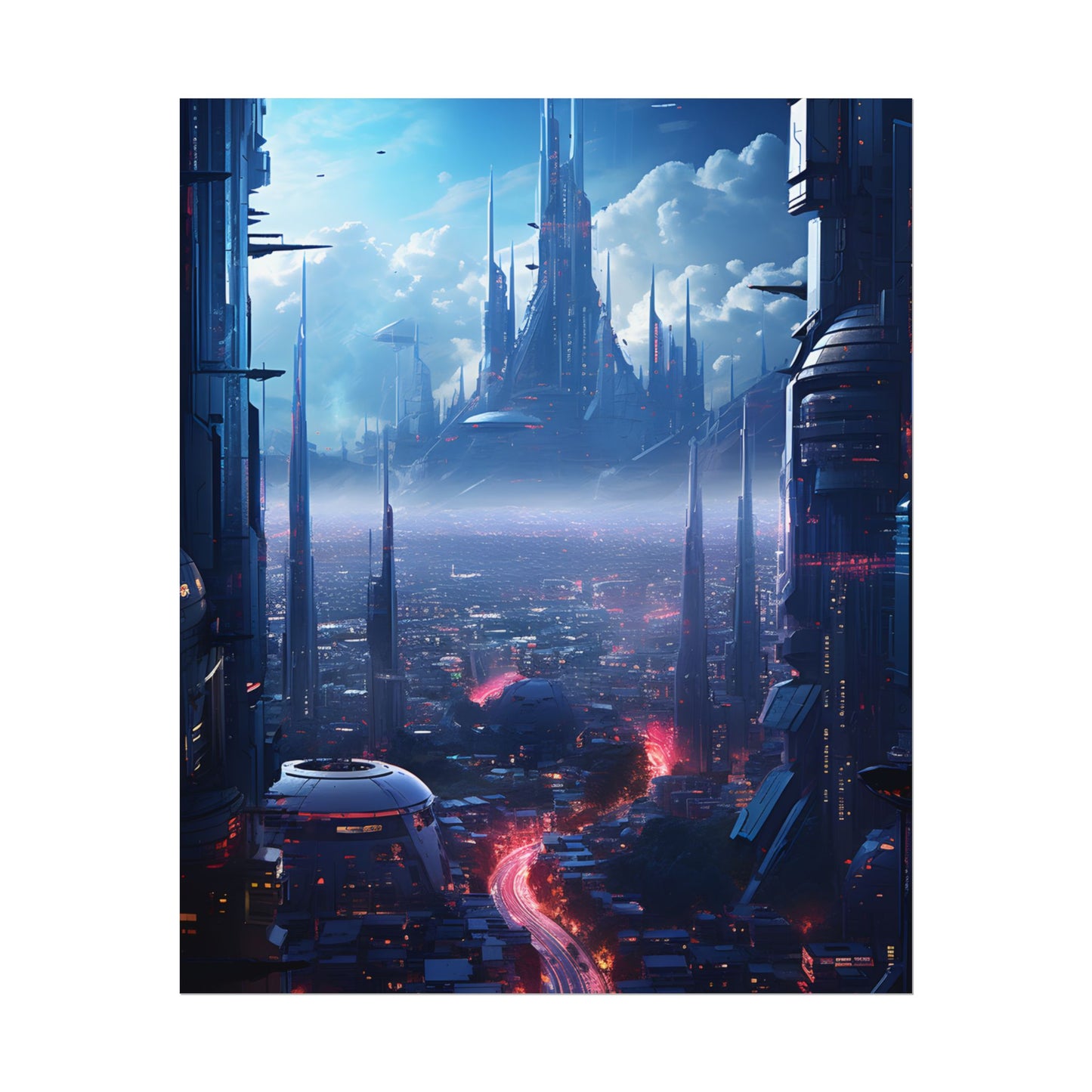 Cyberpunk Dystopia: Neon Cityscape Digital Artwork - Poster