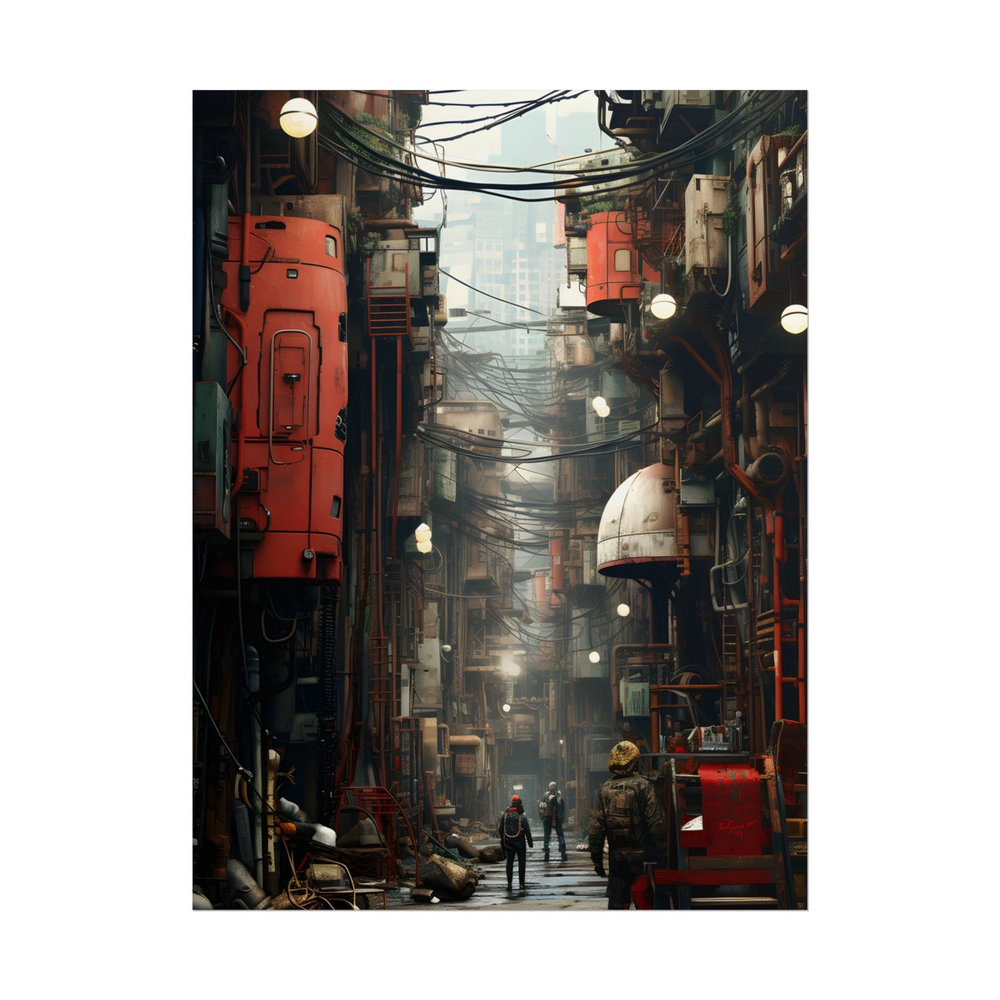 A New Era Unfolds: Post-Apocalyptic Steampunk Cityscape - Poster