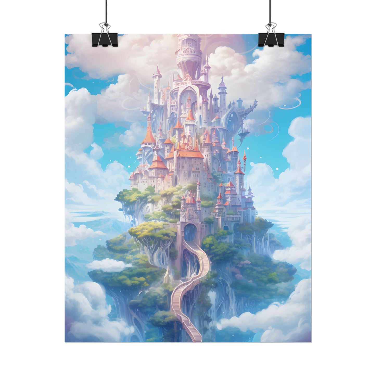 Celestial Fantasy Floating City: Dreamy Artwork - Poster