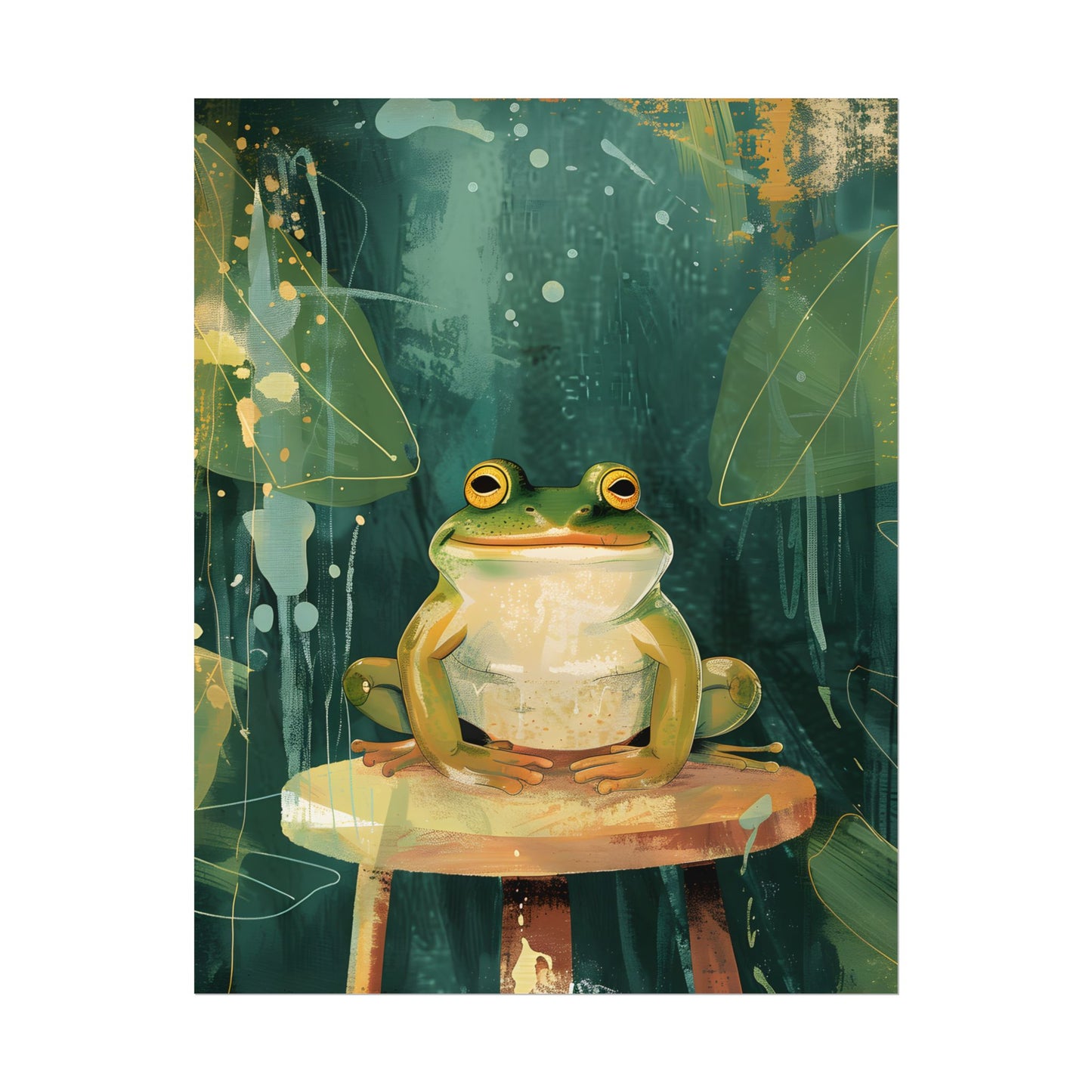Whimsical Frog Cartoon: Colorful Ta Illustration - Poster