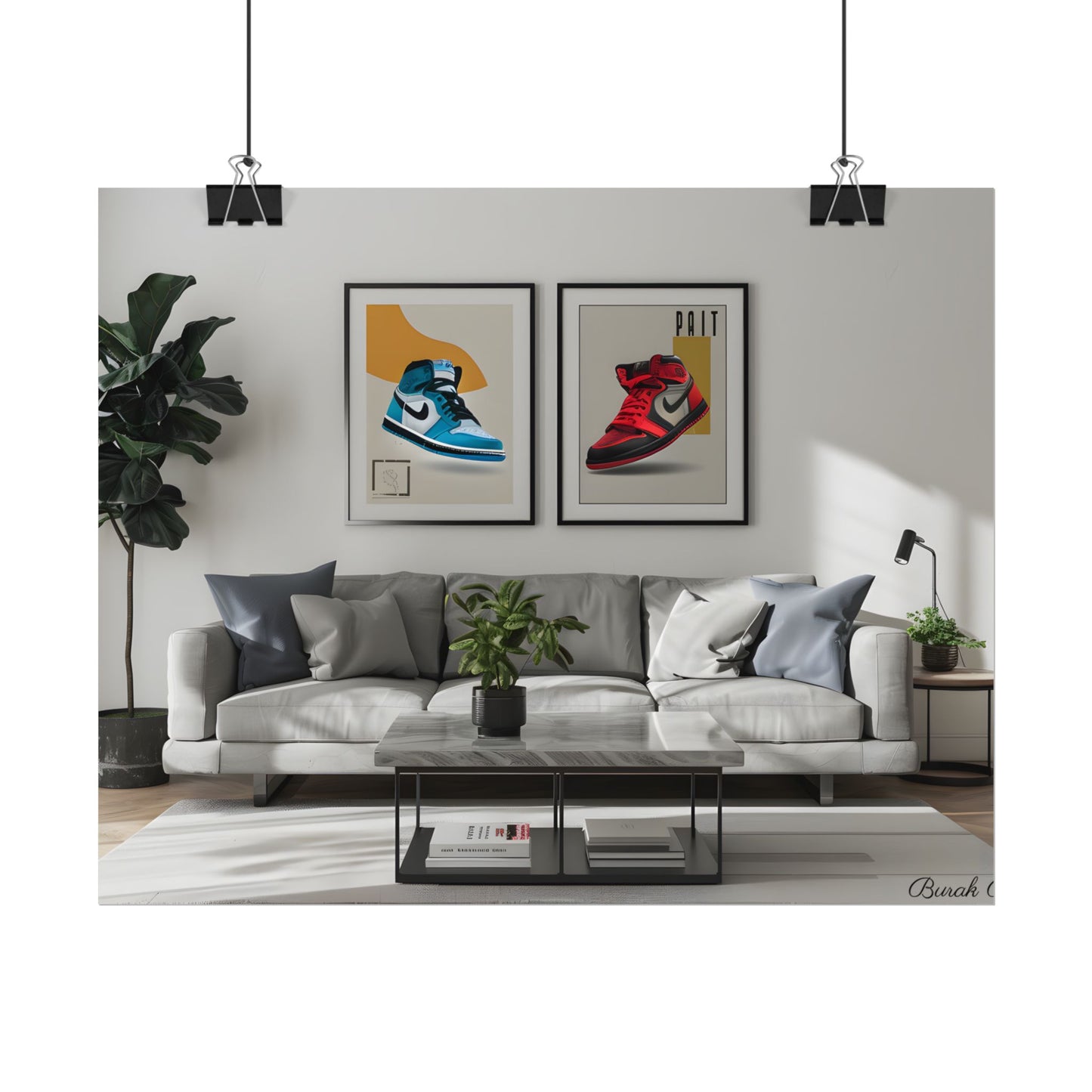 Minimalist Modern Living Room: Neutral Colors & Natural Light Art - Poster