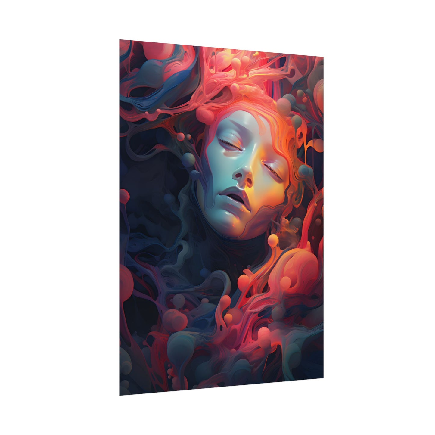 Abstract Cyber Dreamscape: Digital Artwork - Poster