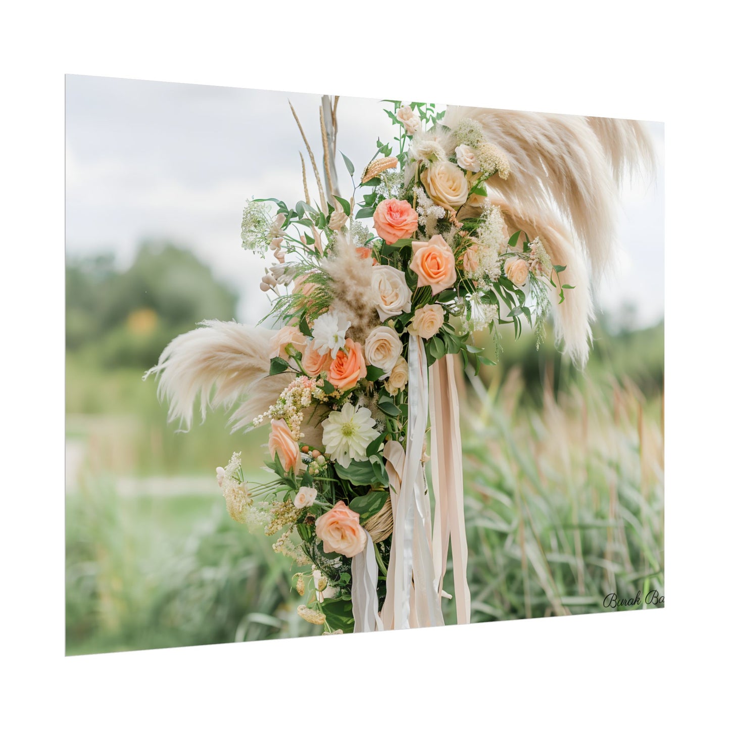 Whimsical Floral Wonders: Vibrant Pampas Garden Art - Poster