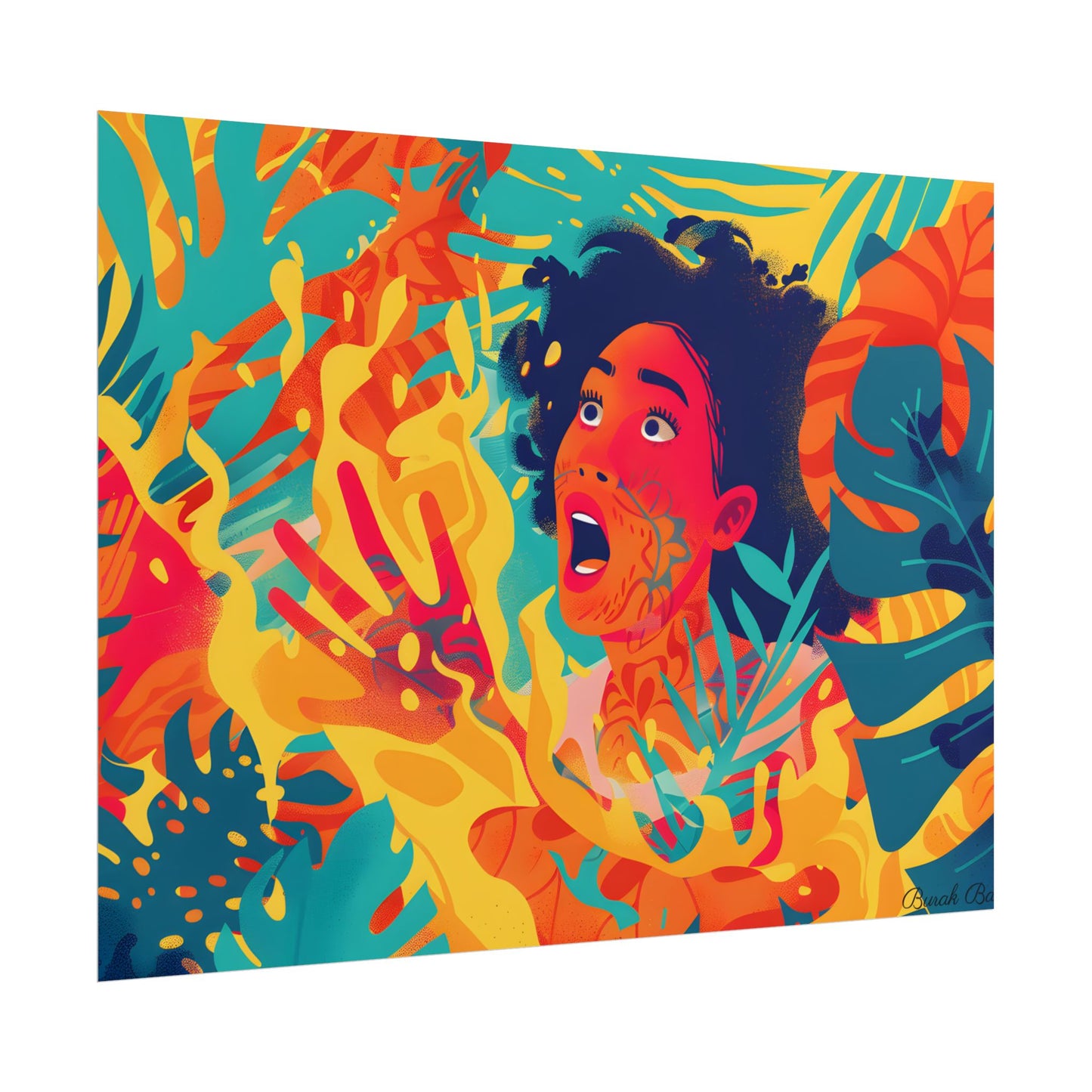 Whimsical Plant Illustration: Digital Cartoon Art - Poster
