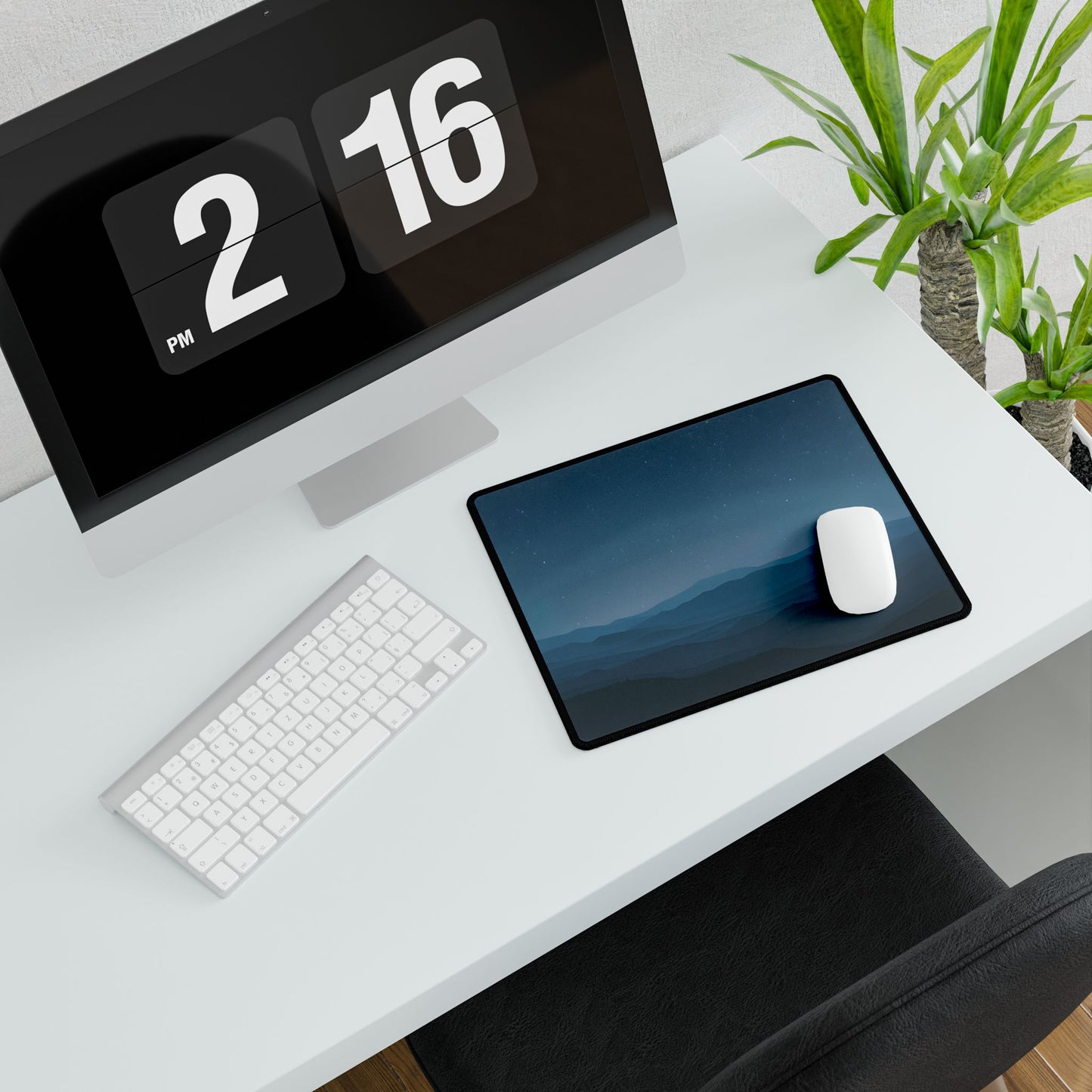 Minimalist Night Sky: Tranquil Artwork - Desk Mat