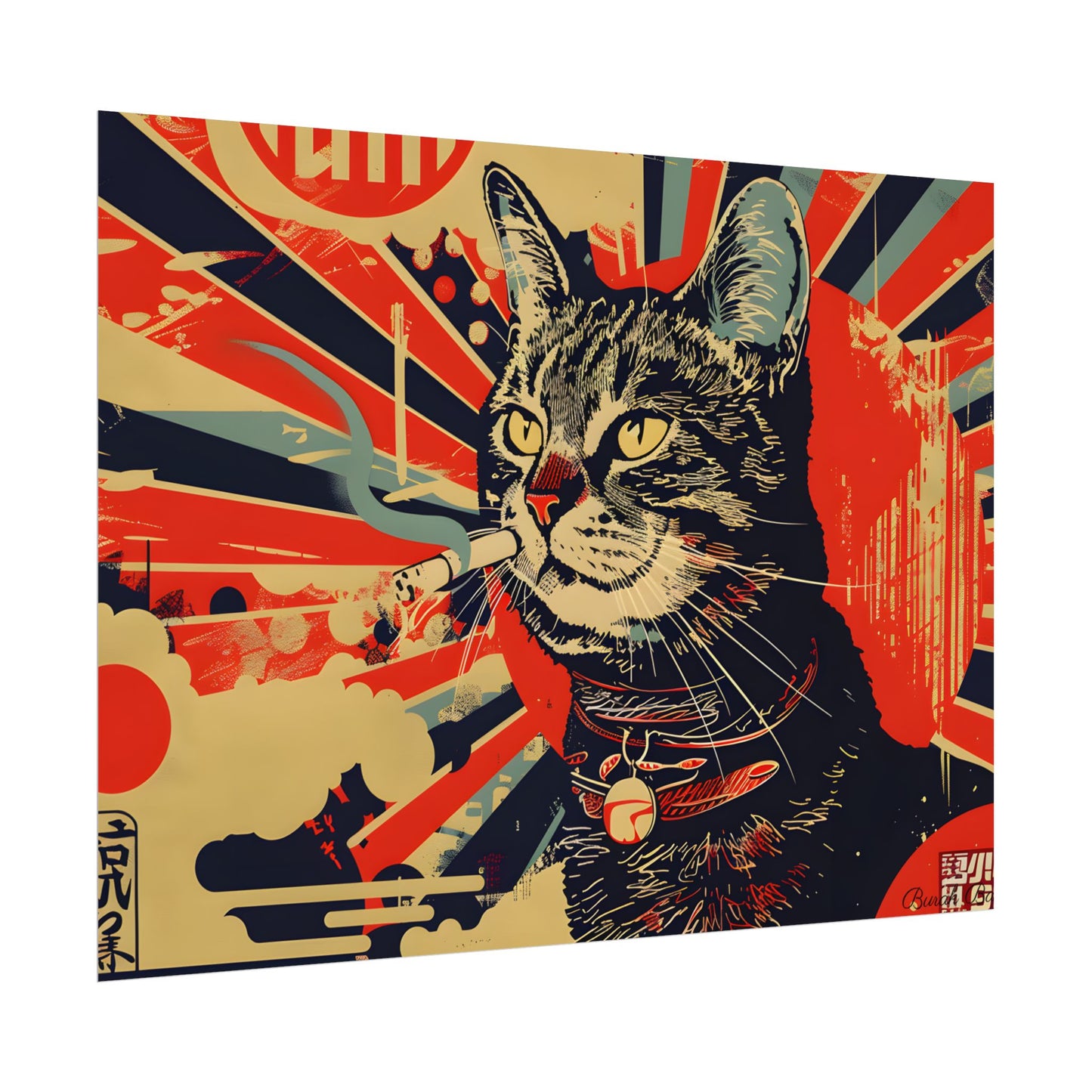 Whimsical Urban Wildlife: Cat Art in a Bolstered Setting - Poster