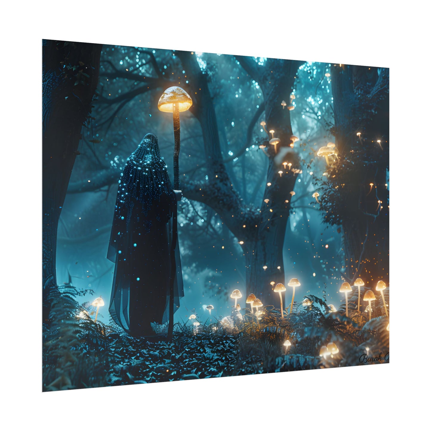 Whispers of Ancient Magic in a Moonlit Mystical Forest - Poster