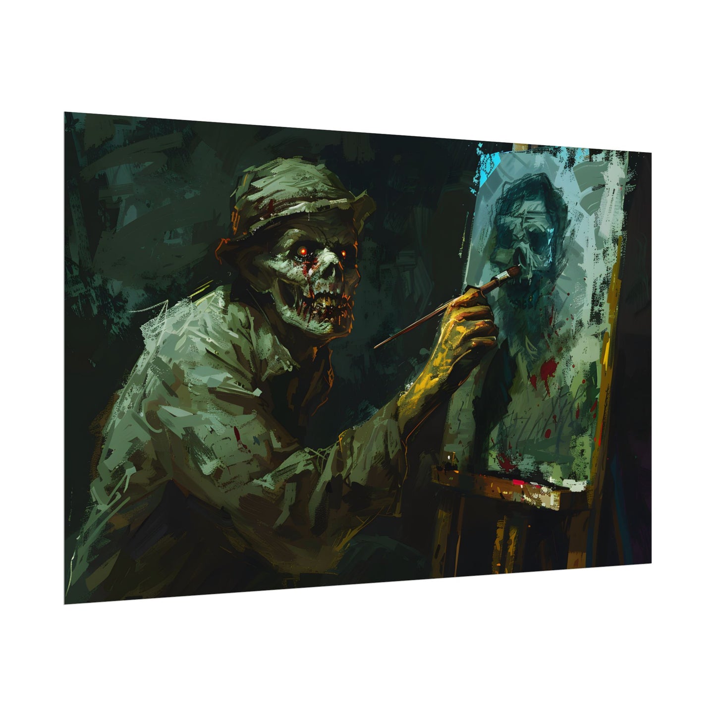 Zombie Painter in Action: Original Digital Art Piece - Poster