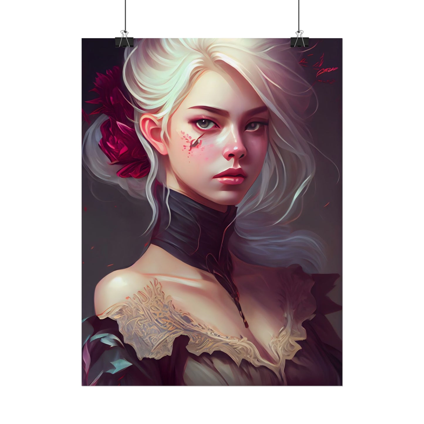 Blonde Beauty in Nature: Realistic Portrait Art - Poster