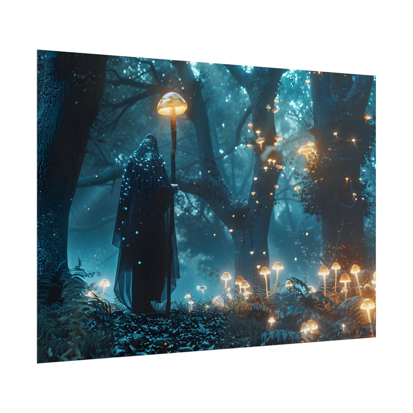 Whispers of Ancient Magic in a Moonlit Mystical Forest - Poster