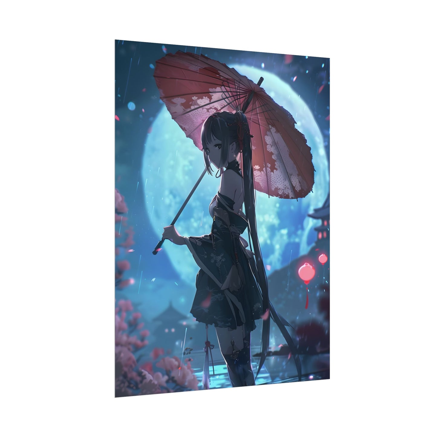 Anime Winter Girl: Gentle Snow Scene Art - Poster