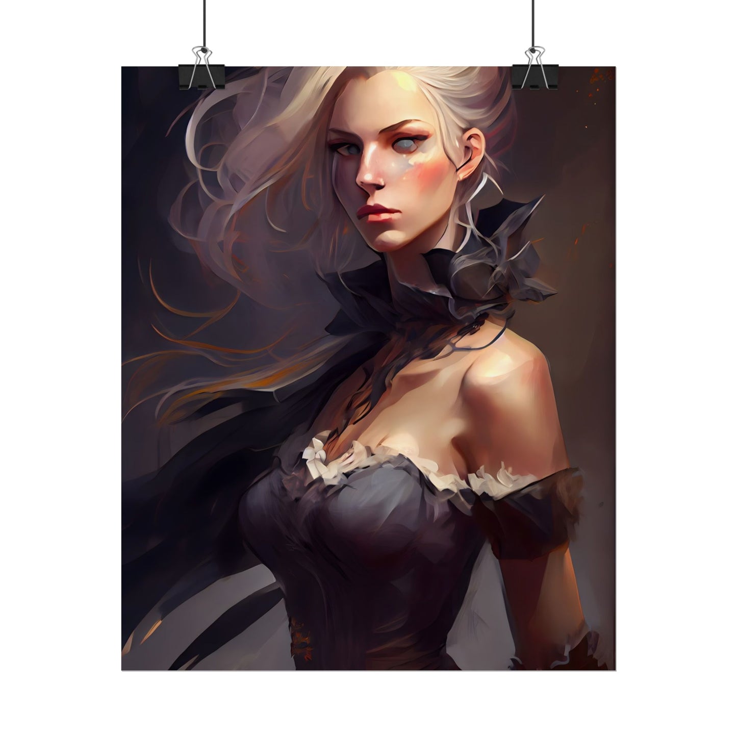 Elegant Blonde Beauty: Whirling Portrait Art - Poster