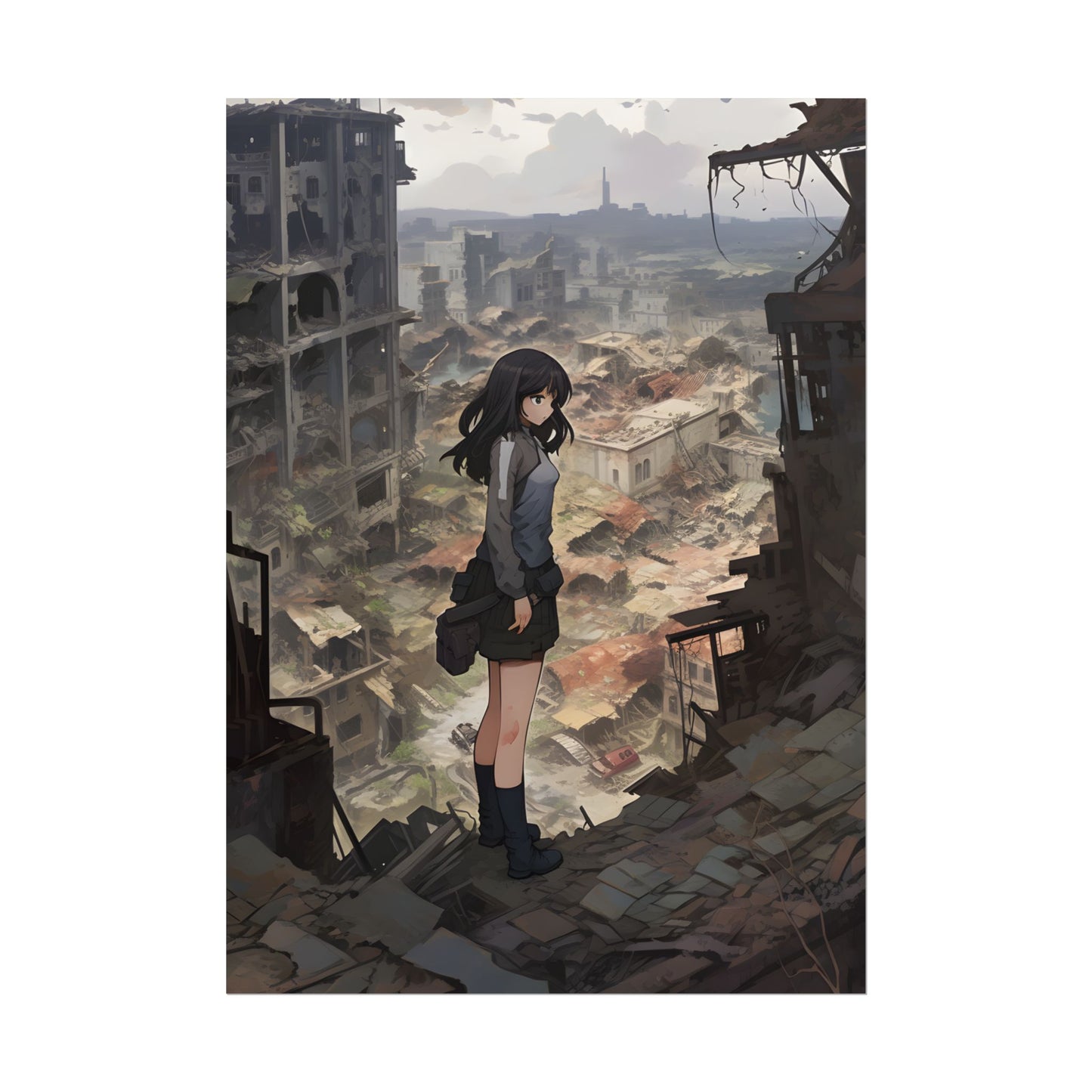 Dramatic Anime Scene: Detailed Bird's Eye View - Poster