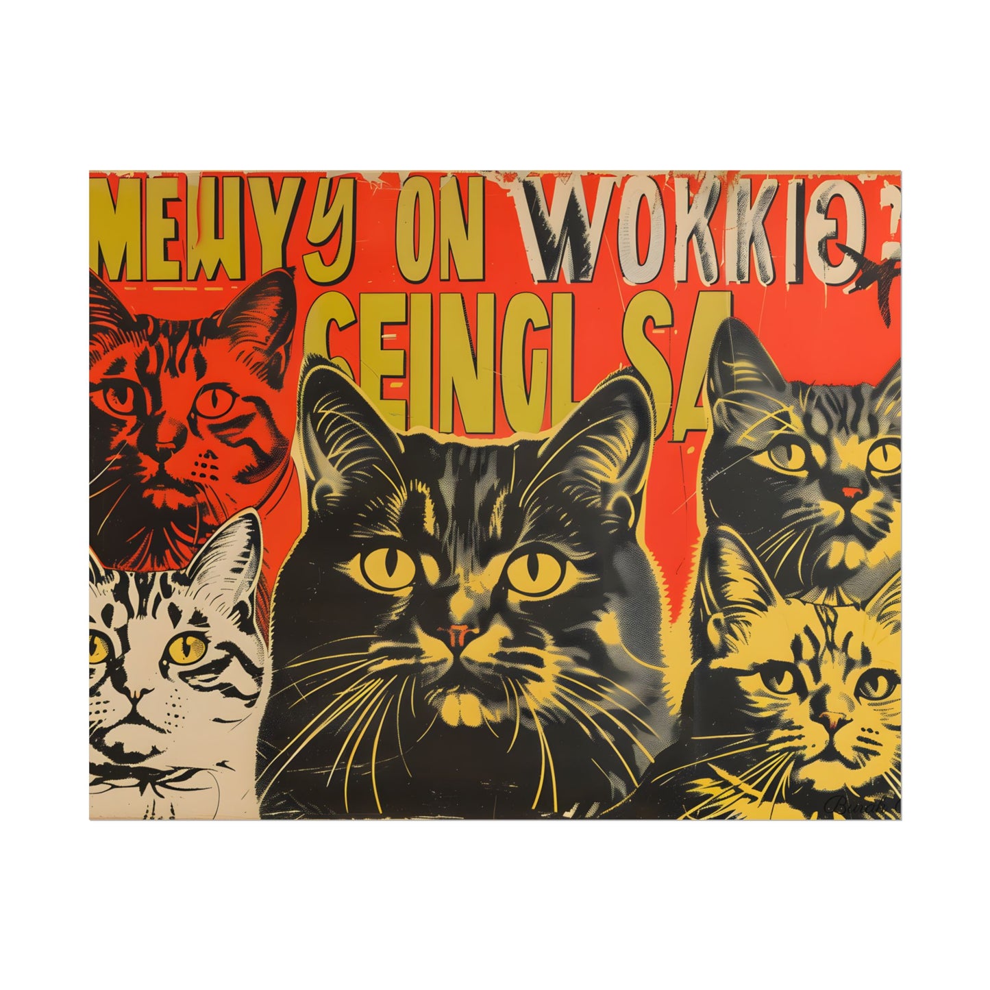 Whisked Away: A Soviet-Inspired Poster Featuring Multiple Feline Friends - Poster