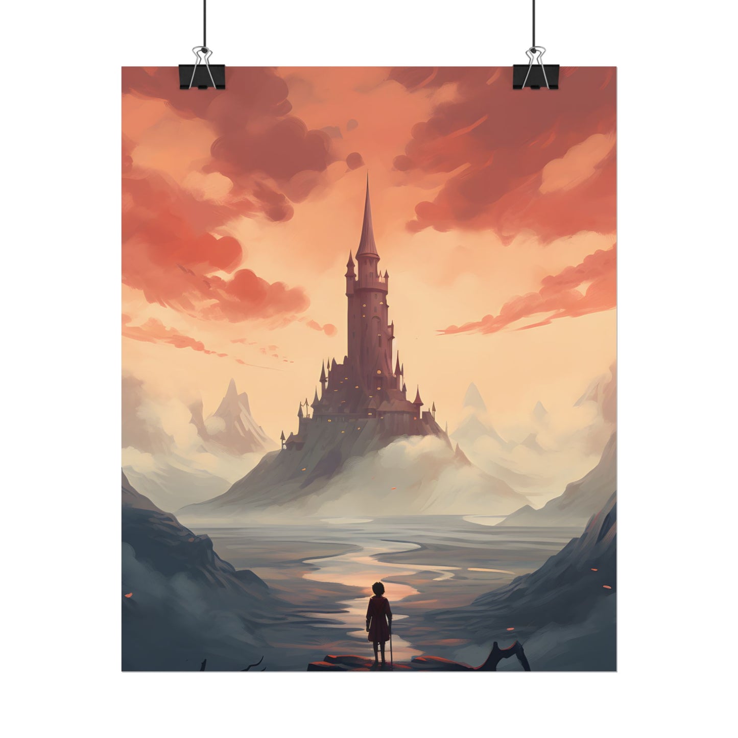 Winter Wonderland: Vibrant Snow-covered Scene with Cozy Red House - Poster