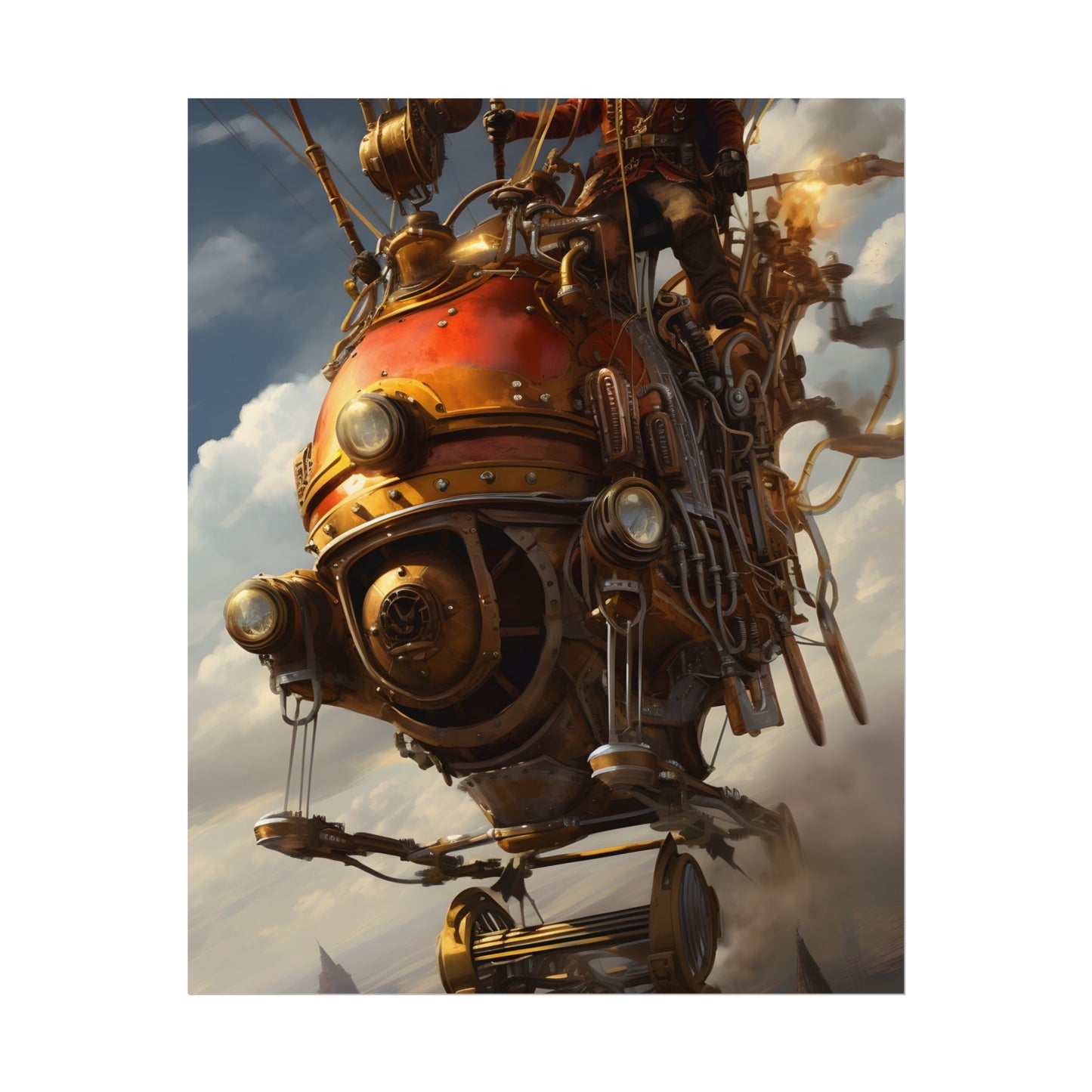 Steampunk Sky-Liner Race: Vintage Airships in Thrilling Mid-Air Pursuit - Poster