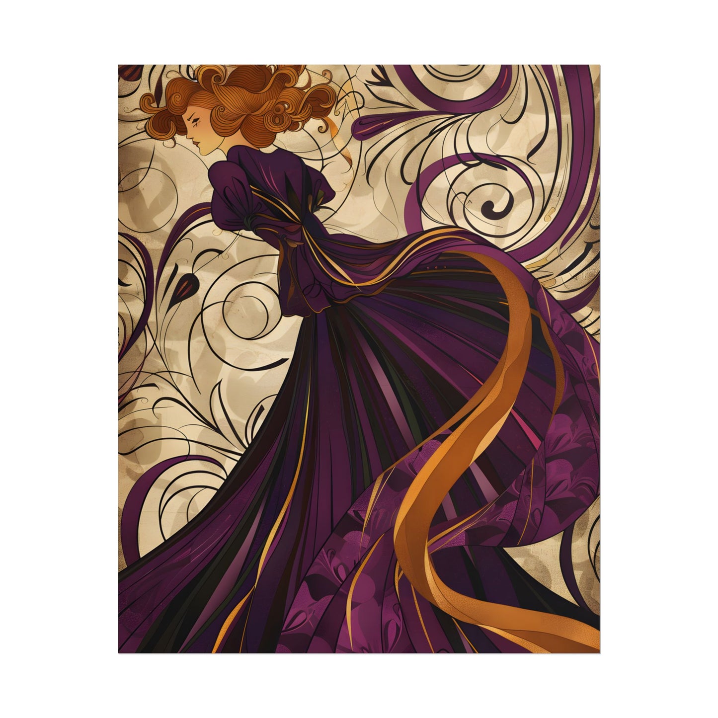 Art Nouveau Masterpiece: Elegant Geometric Design - Poster