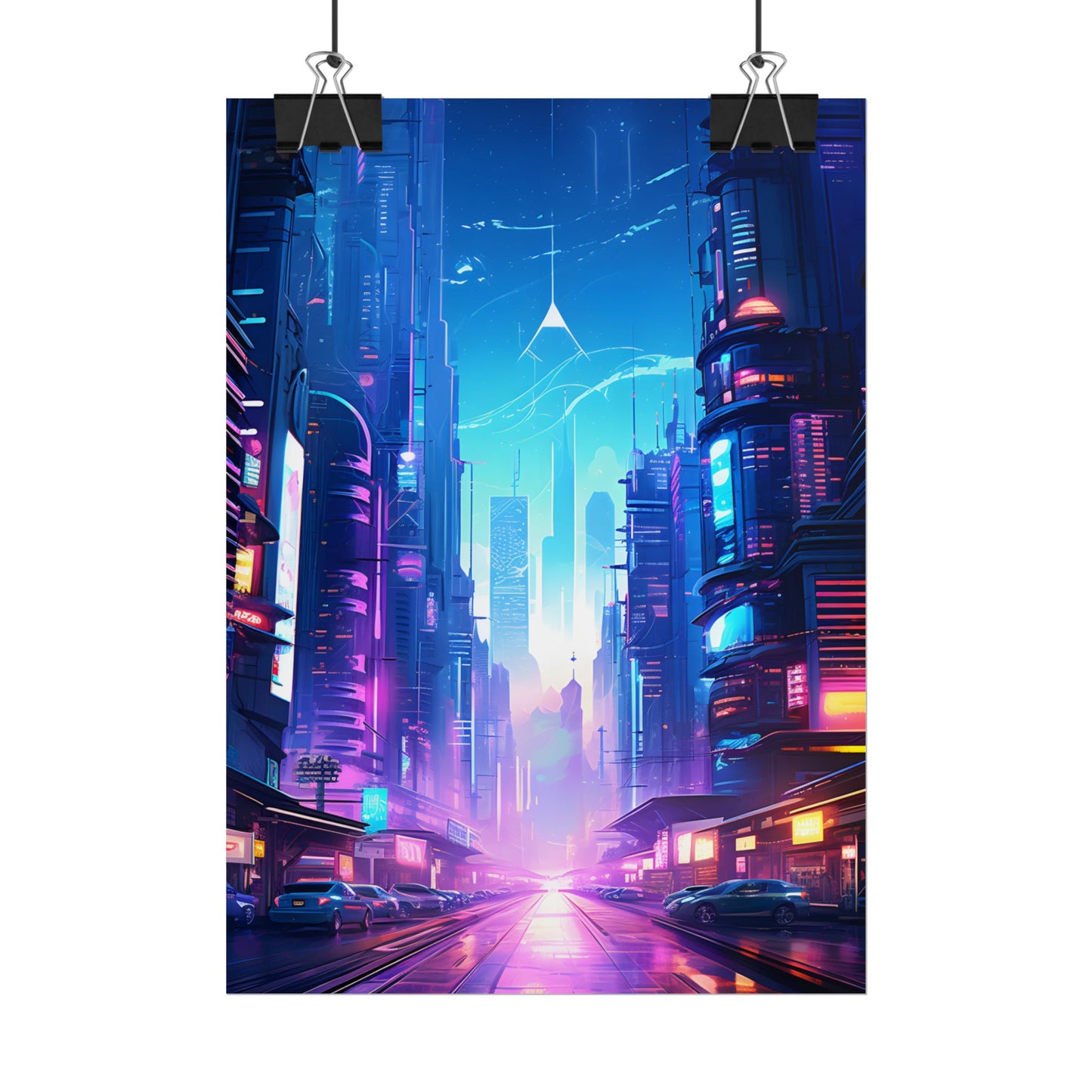 Futuristic Cityscape: Cyberpunk Dystopia Digital Artwork - Poster