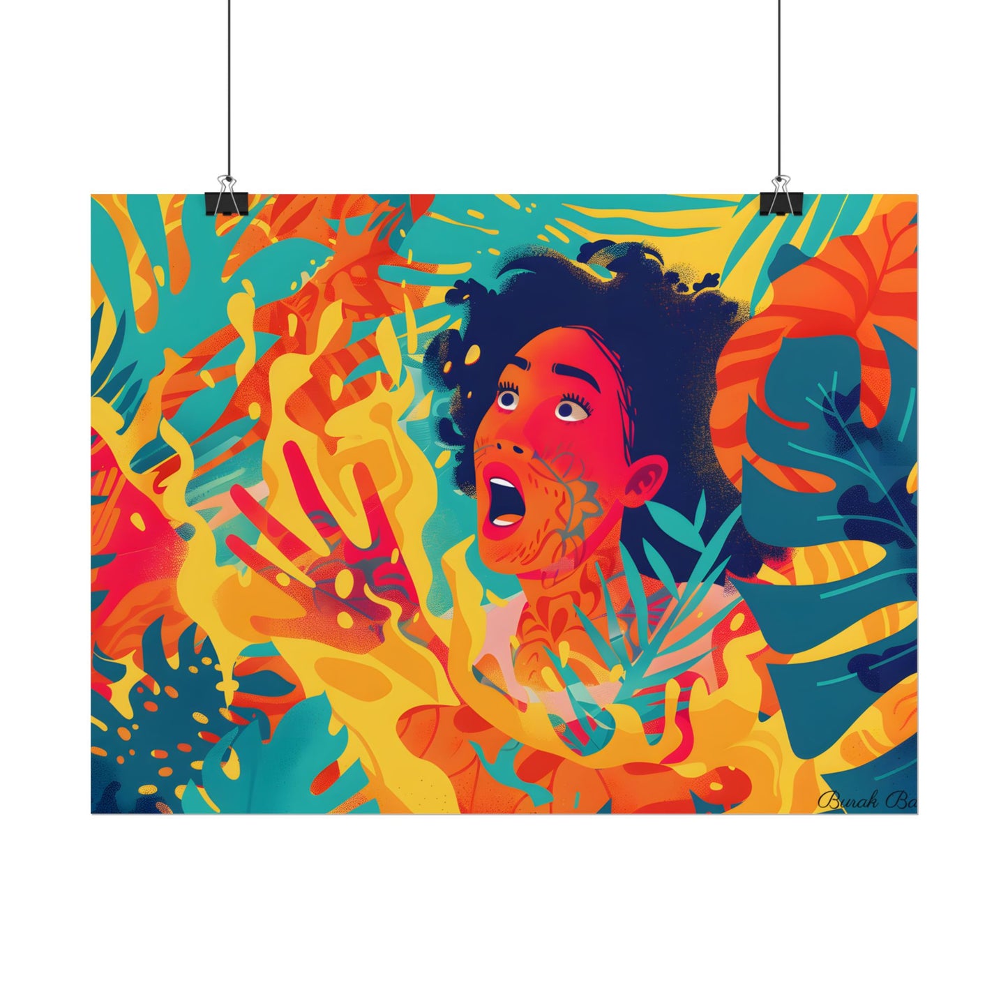 Whimsical Plant Illustration: Digital Cartoon Art - Poster