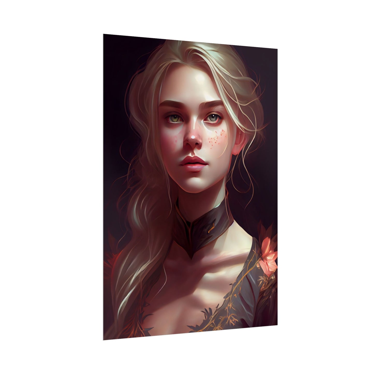 Astonishing Blonde Portrait: Artistic Beauty in Darkness - Poster