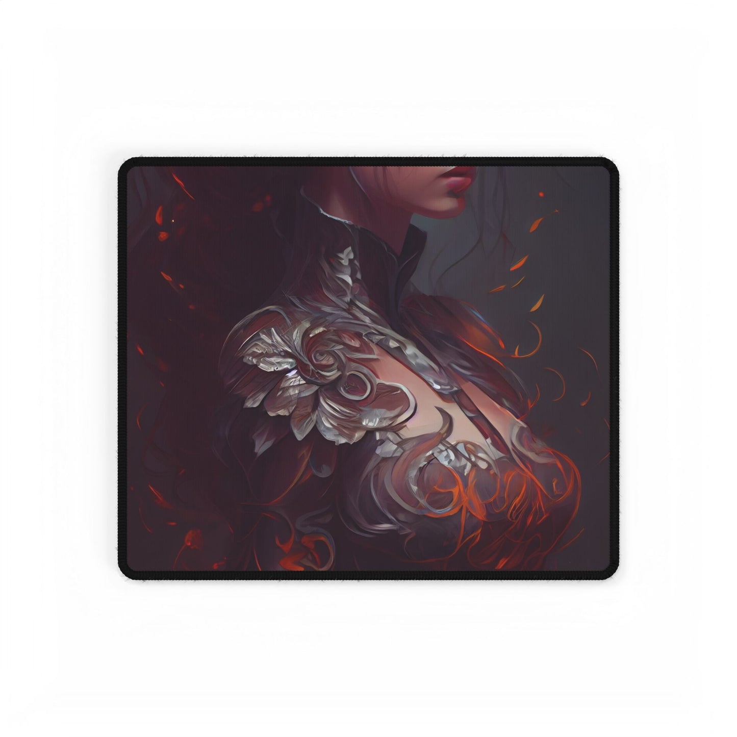 Brown Hair Beauty: Neutral Female Portrait Artwork - Desk Mat