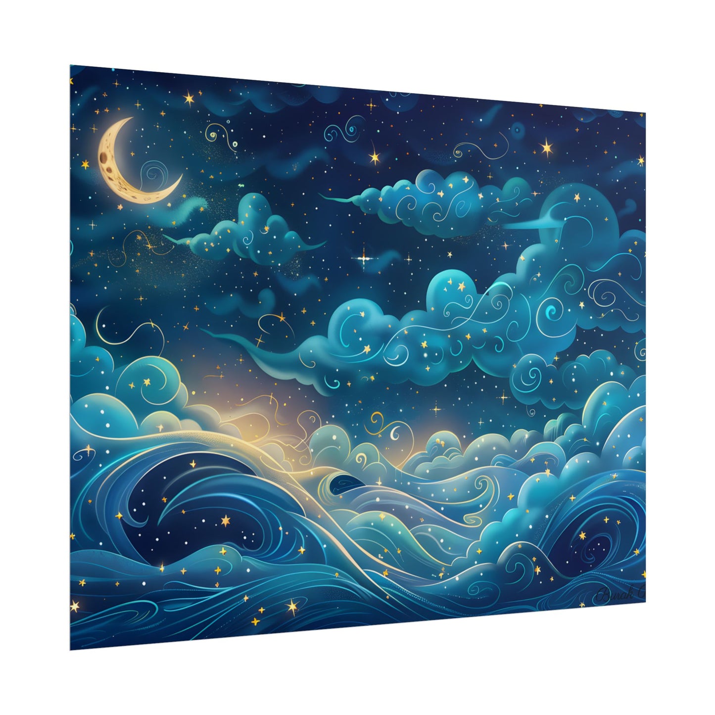 Twinkling Stellar Night Sky: Whimsical Dreamy Artwork - Poster