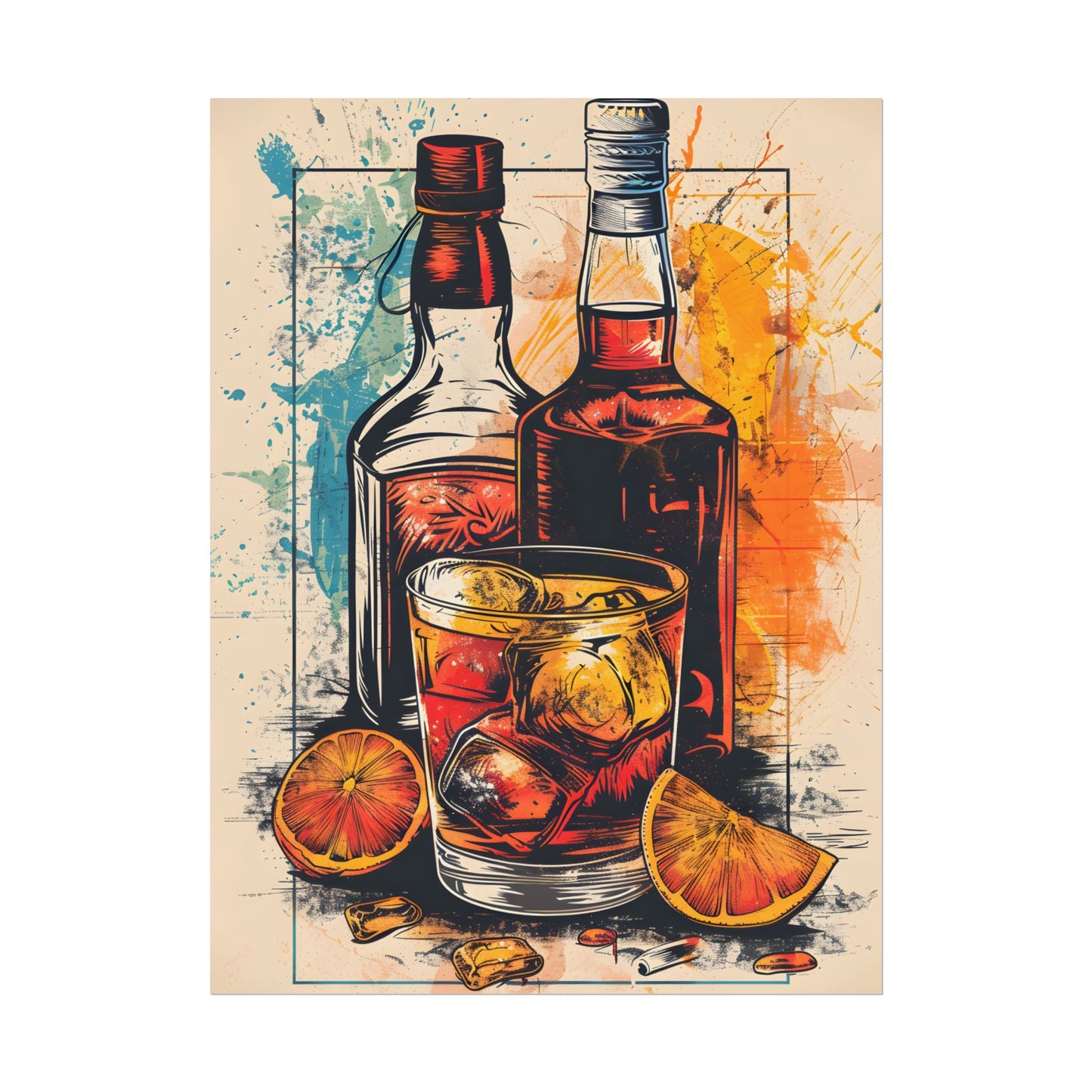 Vintage Cocktail Hour: Old-Fashioned Glass Art Poster - Poster