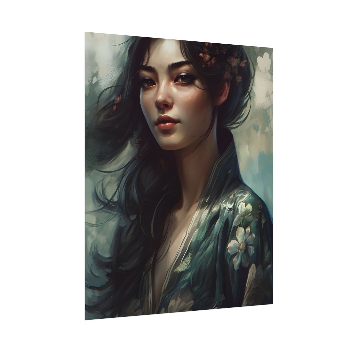 Astonishing Realistic Brown Hair Female Portrait: Studio Artwork - Poster
