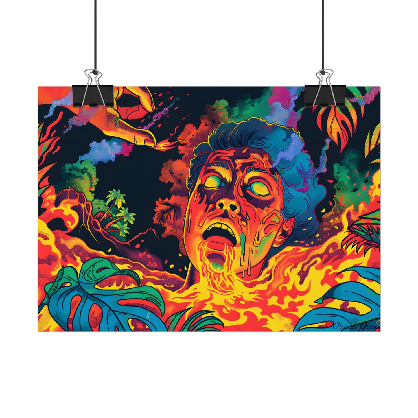 Whimsical Reading Moment: Cartoonish Illustration - Poster