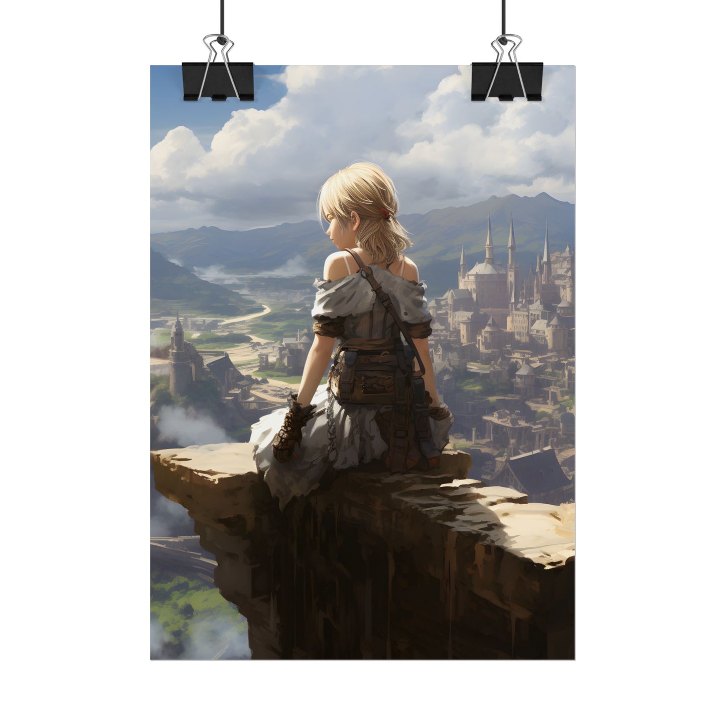 Anime Dreams: Flying Blonde Digital Artwork - Poster