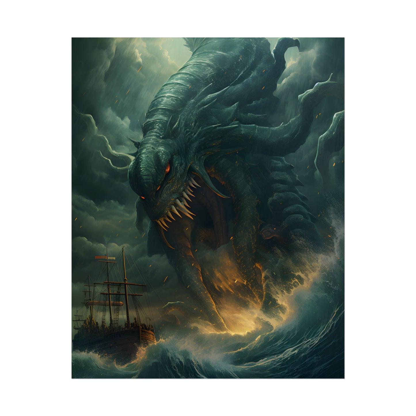 Ancient Sea Monsters: Mythical Marine Reptile Artwork - Poster