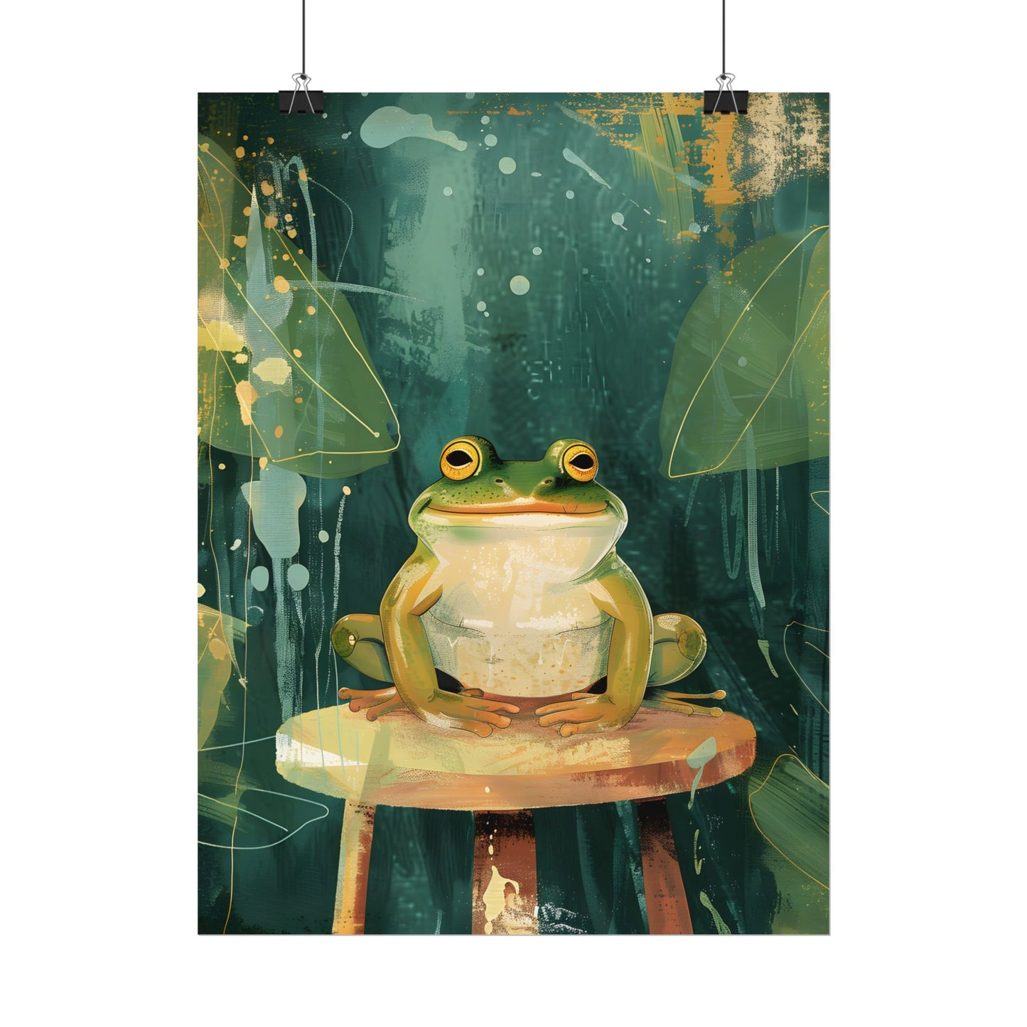 Whimsical Frog Cartoon: Colorful Ta Illustration - Poster