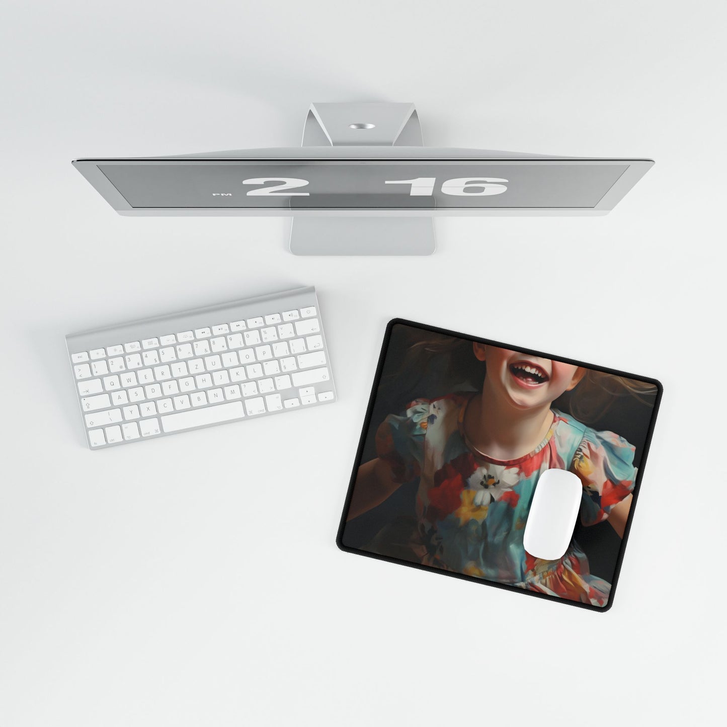 Childhood Innocence Portrait: Intimate Young Boy Artwork - Desk Mat